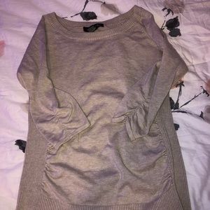 Fitted women’s tan knit sweater